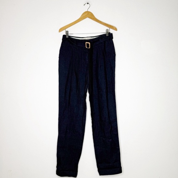 Veronique Branquinho 100% Linen Pants Navy Blue IT 40 / US 4 Made in Italy - Picture 1 of 7